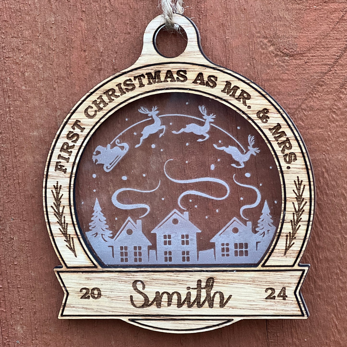 2024 Personalized First Christmas as "Mr. & Mrs." Holiday Ornament