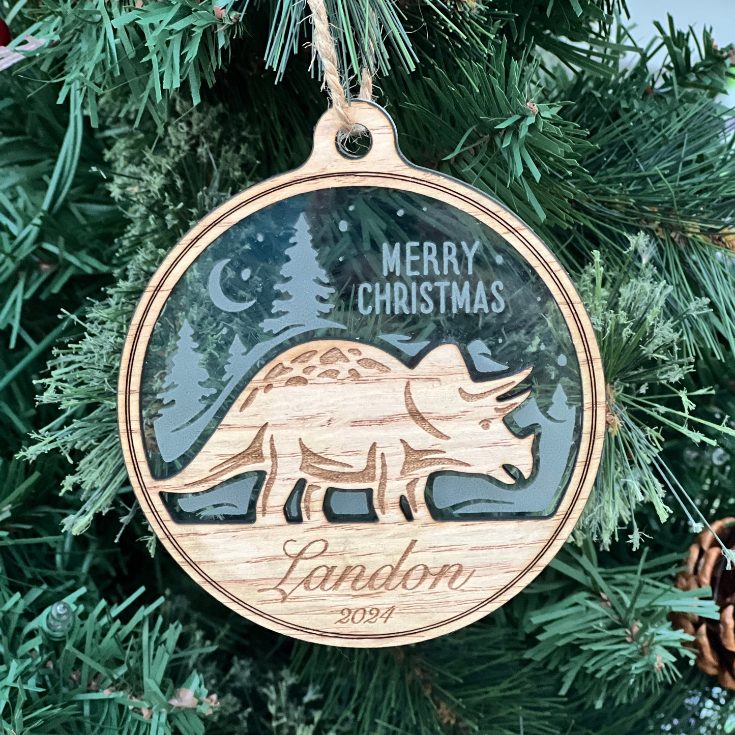 2025 Personalized Dinosaur Christmas Ornament