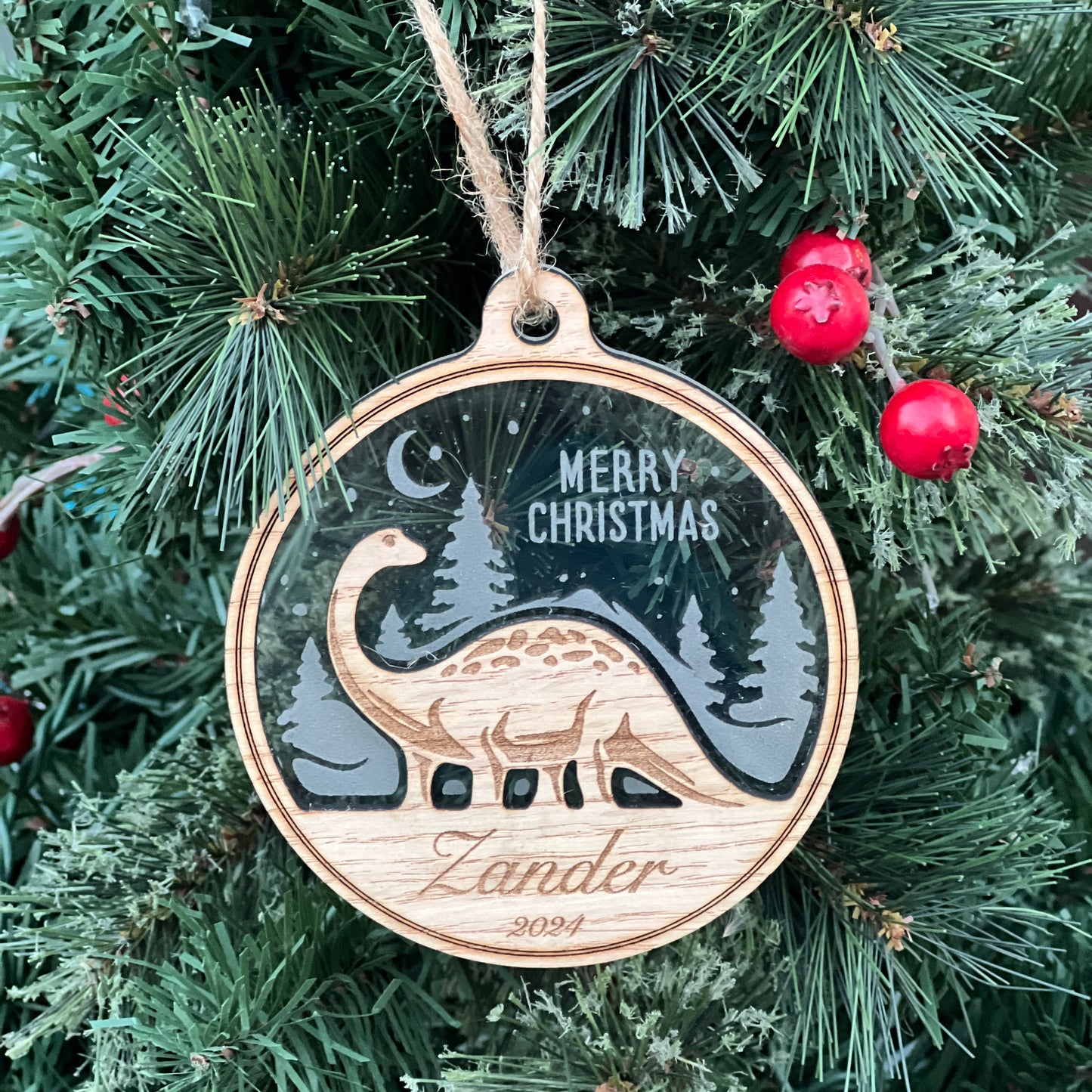 2024 Personalized Dinosaur Christmas Ornament