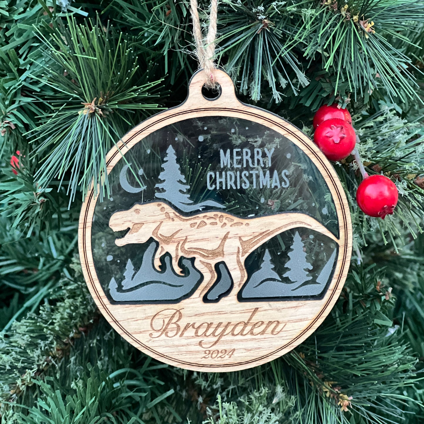 2024 Personalized Dinosaur Christmas Ornament