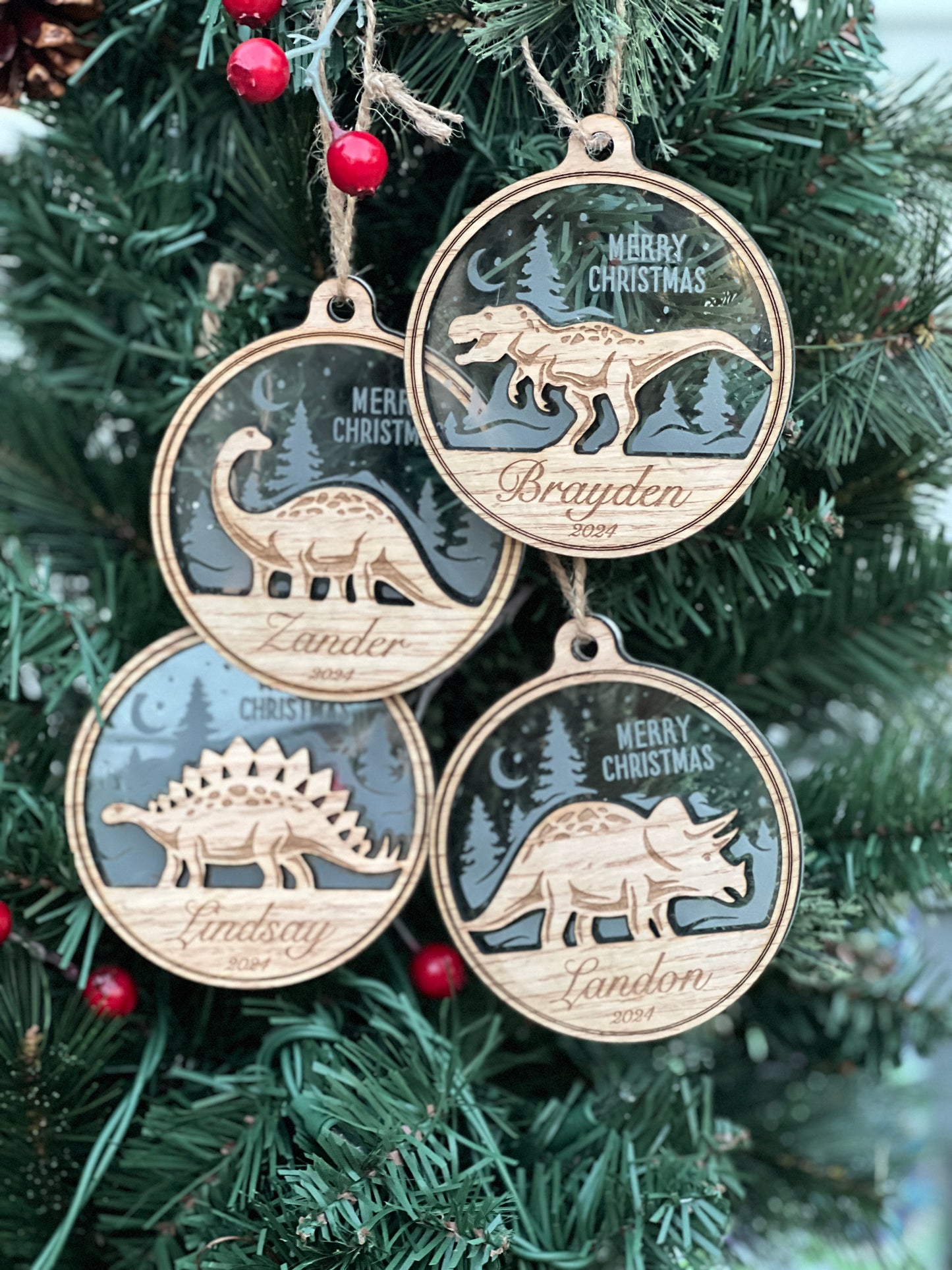 2024 Personalized Dinosaur Christmas Ornament